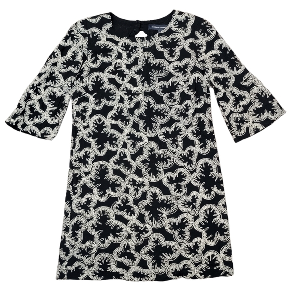 French Connection Embroidered 100% Cotton Half Sleeve Shift Dress Women's Size 8 - Picture 1 of 10